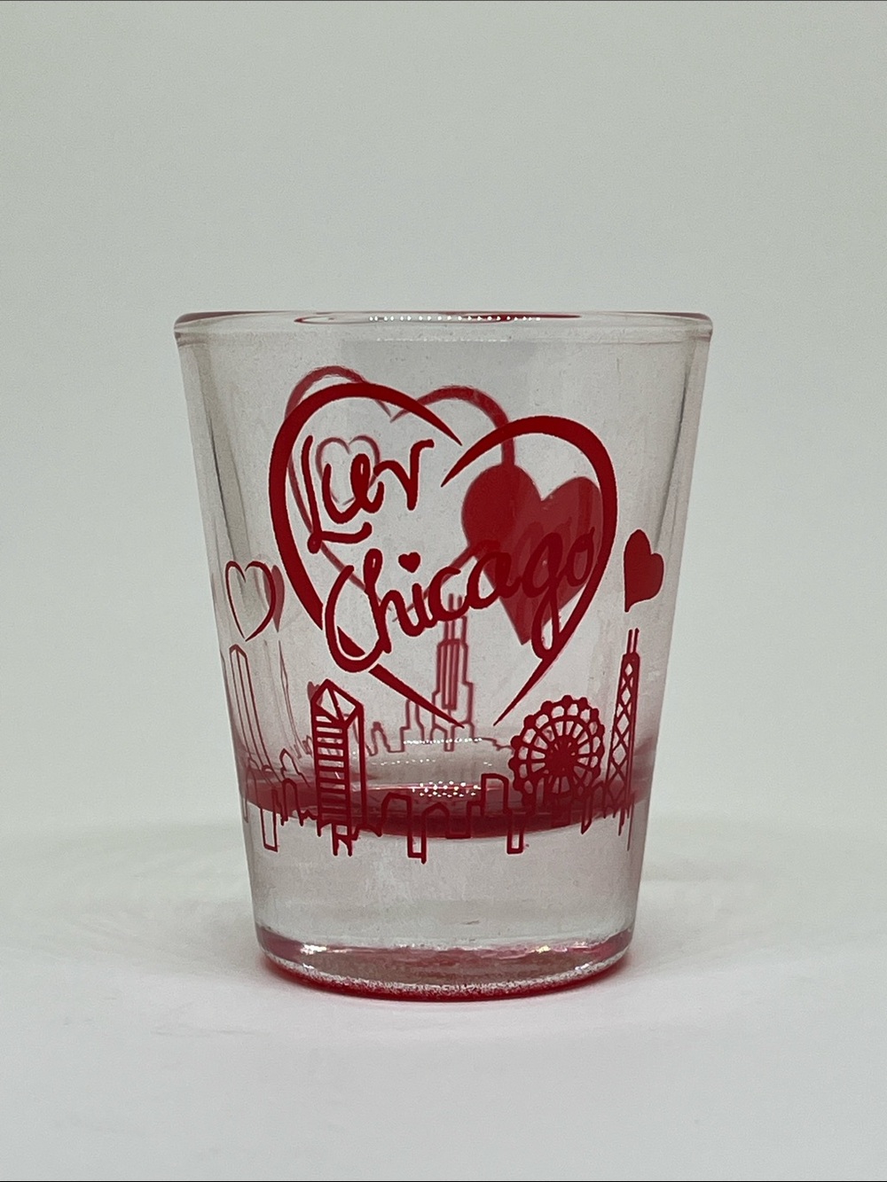 Red Heart Chicago Skyline Shot Glass - Picture 1 of 4